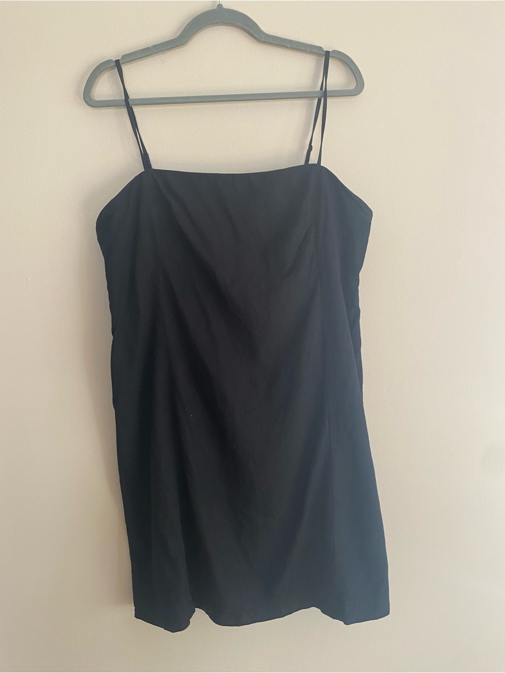 Gap Linen Black Spaghetti-Strap Shift Dress